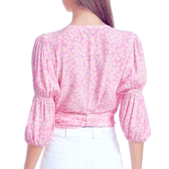 🌼 Faithfull The Brand 🌼 NWT Bisset Top in Dusty Floral Print XS Barbie Pink 🎀 - Picture 3 of 12